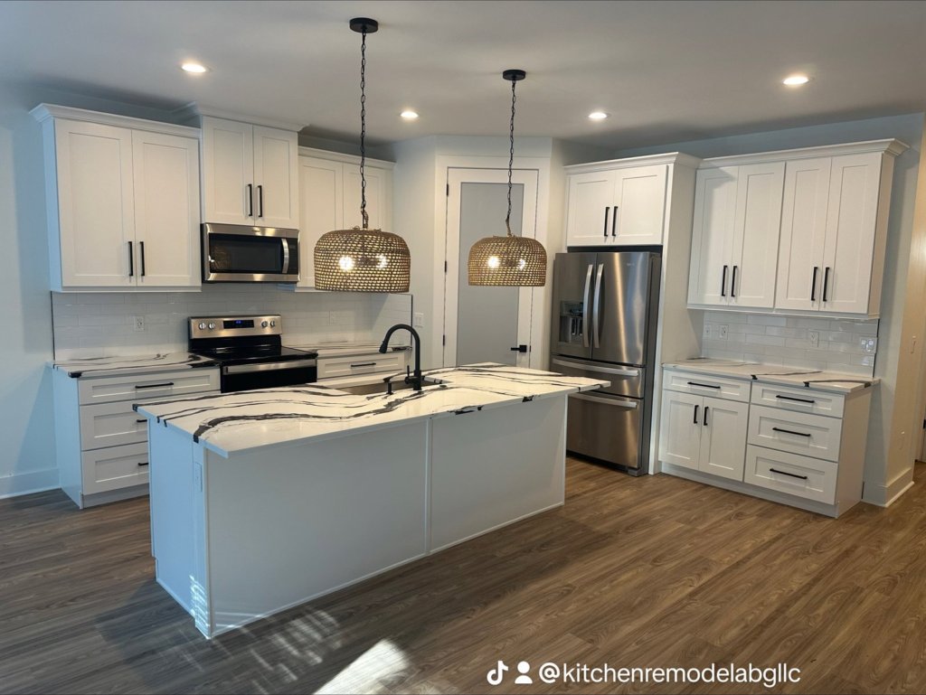 Kitchen remodel with white shaker cabinets in Dunedin Florida